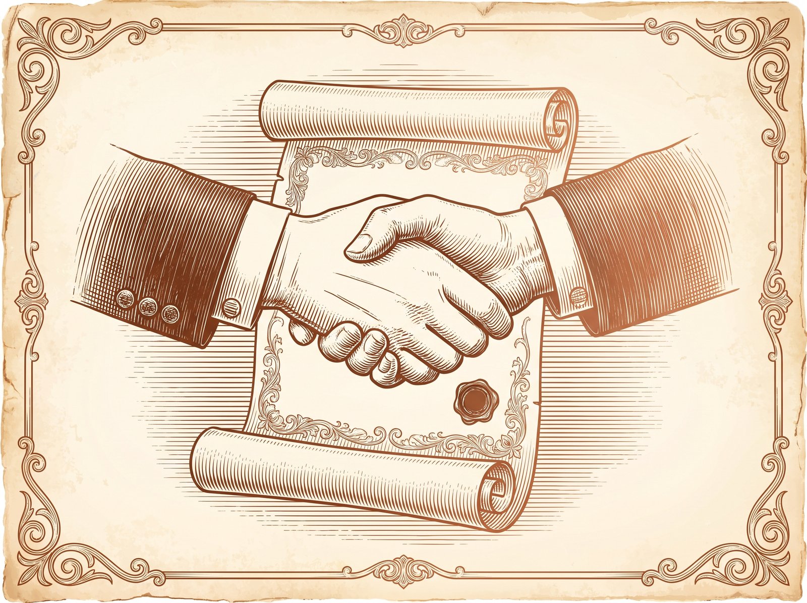 Vintage partnership illustration