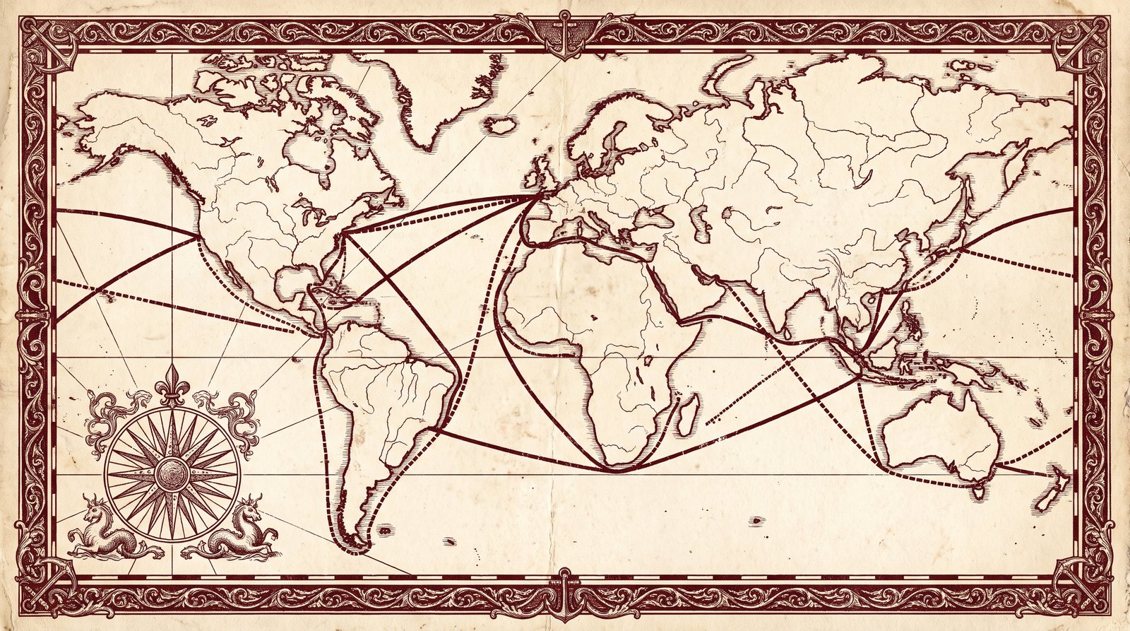 Vintage shipping routes illustration